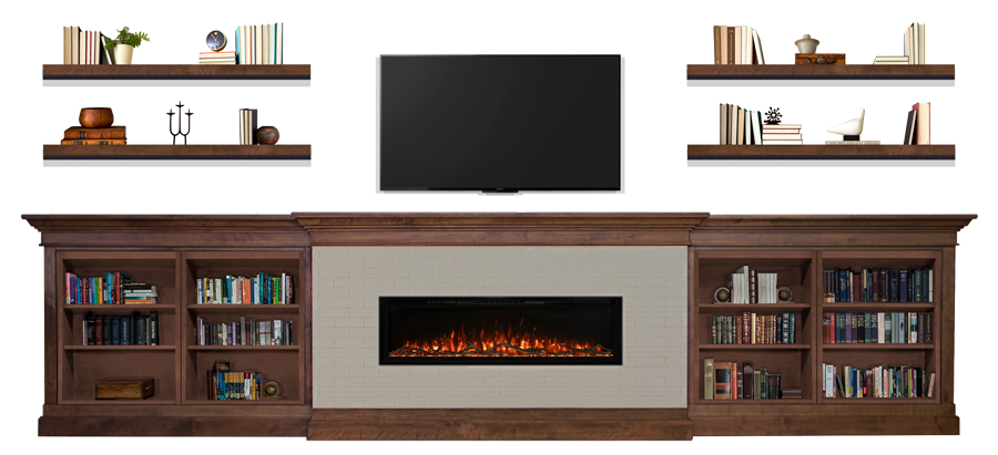 Mantle-Fireplace-Wall-bookcase-floating-shelves