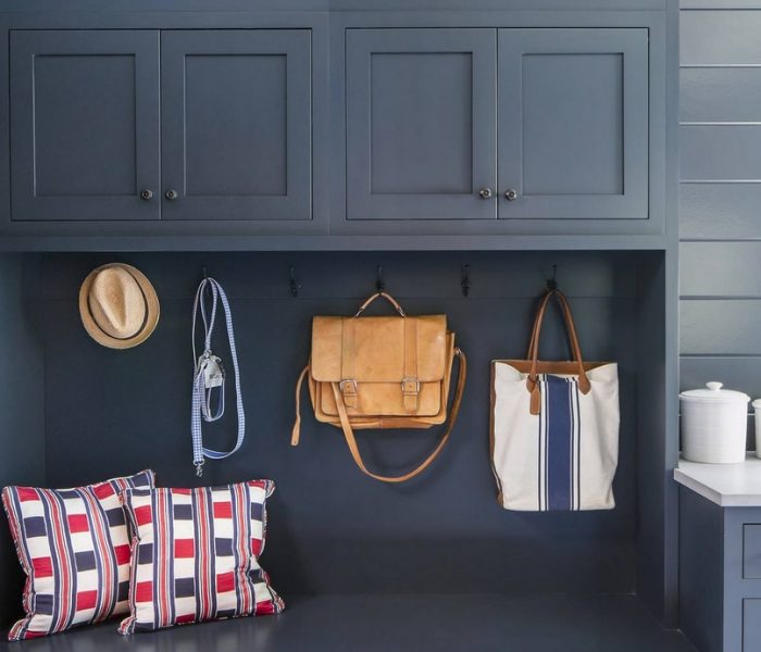 traditional mudroom cabinetry in blue