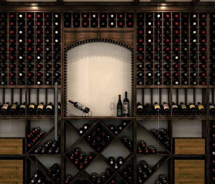 custom-wine-room-cellar-wall-dark-wood-finish-bar