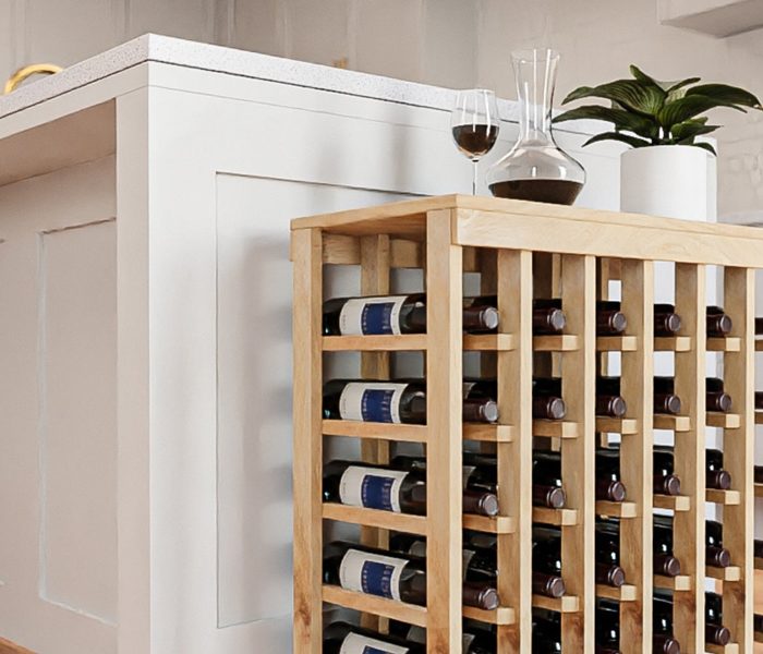 custom-wine-room-freestanding-floor-rack-light-wood-finish-kitchen